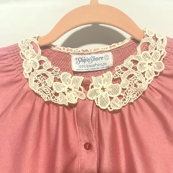 Vintage Ship’n Shore Pink Lace Collared Blouse - Picture 4 of 8
